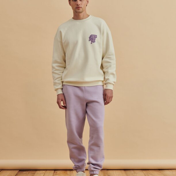 DAN FOX APPAREL Bluză de molton 'Jesper'  galben pastel / lila / mov liliachiu preţ