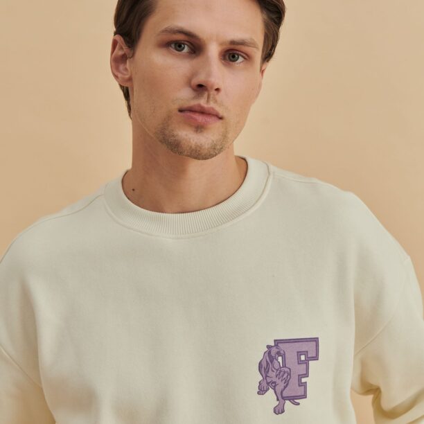 DAN FOX APPAREL Bluză de molton 'Jesper'  galben pastel / lila / mov liliachiu