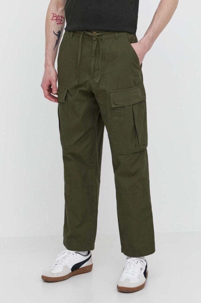 DC pantaloni de bumbac culoarea verde