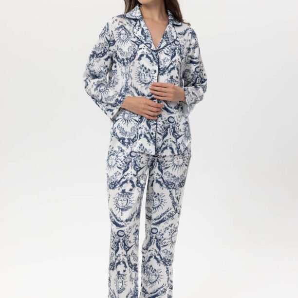 DENIM CULTURE Pijama  bleumarin / alb