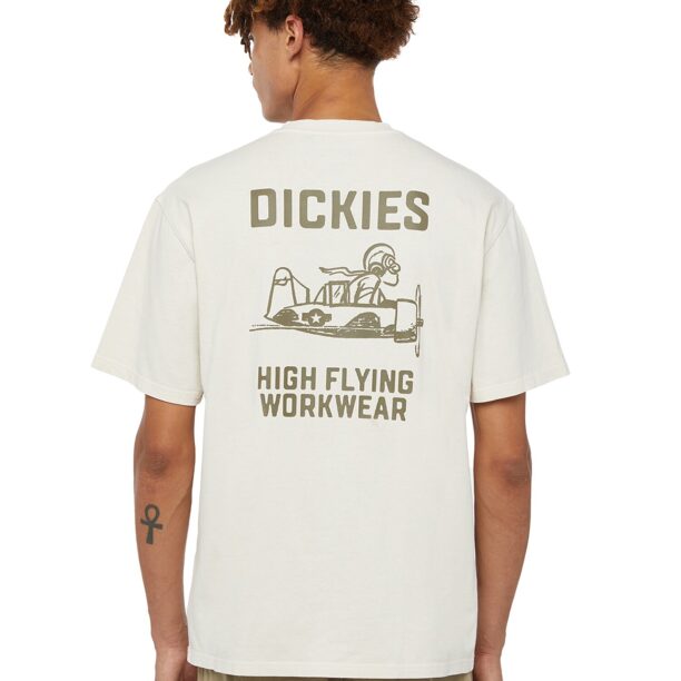 DICKIES Tricou 'HIGH FLYING'  pământiu / alb lână preţ