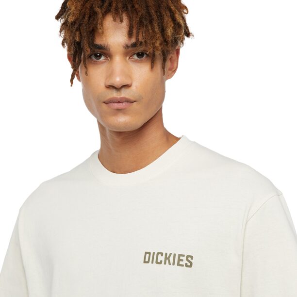 Original DICKIES Tricou 'HIGH FLYING'  pământiu / alb lână