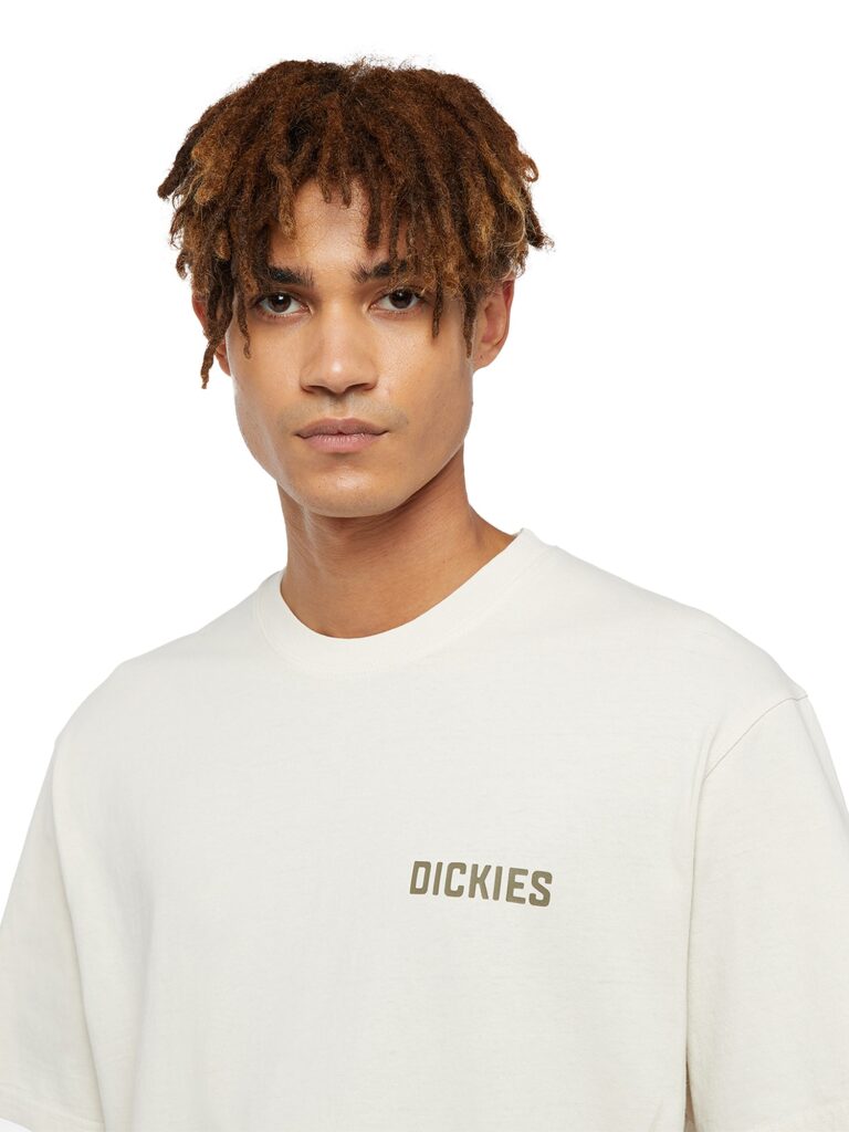 Original DICKIES Tricou 'HIGH FLYING'  pământiu / alb lână