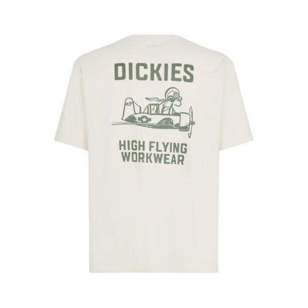 DICKIES Tricou 'HIGH FLYING'  pământiu / alb lână