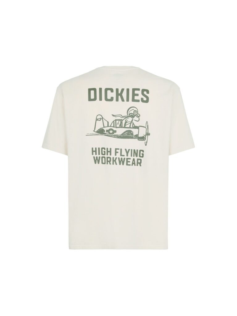 DICKIES Tricou 'HIGH FLYING'  pământiu / alb lână