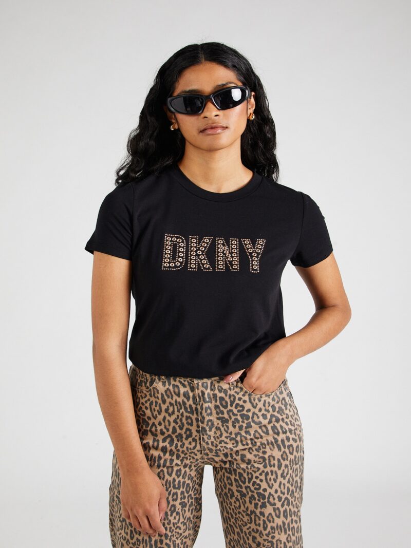 DKNY Tricou  bronz / negru