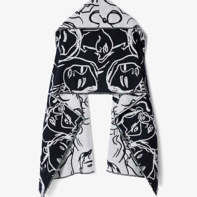 Desigual Fular  gri / negru