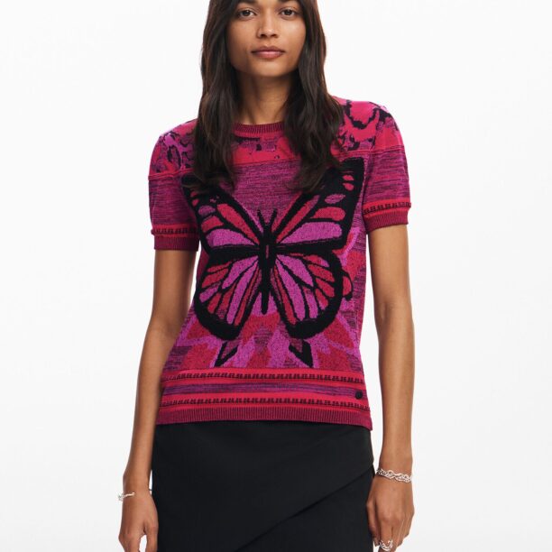 Desigual Tricou  lila / roșu / negru preţ