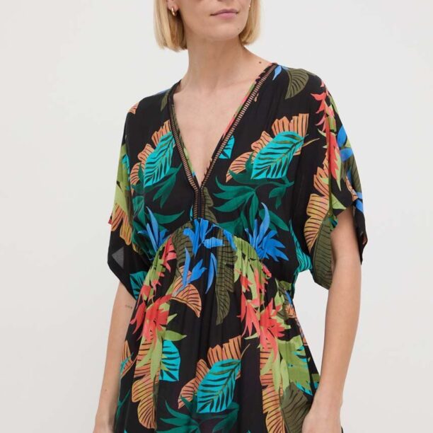 Desigual esarfa de plaja TROPICAL PARTY culoarea negru