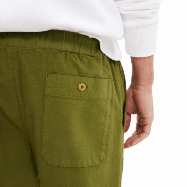 Desigual pantaloni de bumbac culoarea verde preţ