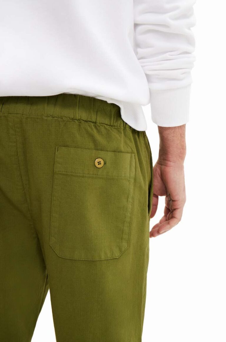 Desigual pantaloni de bumbac culoarea verde preţ