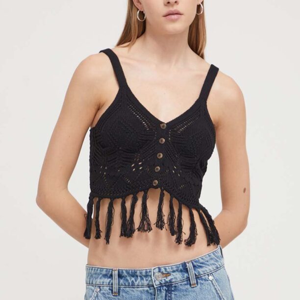 Desigual top de plajă din bumbac culoarea negru