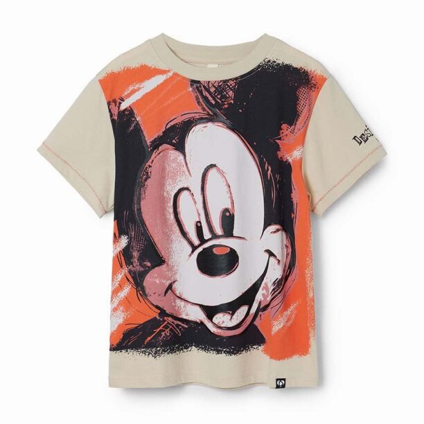 Desigual tricou de bumbac pentru copii x Mickey culoarea alb