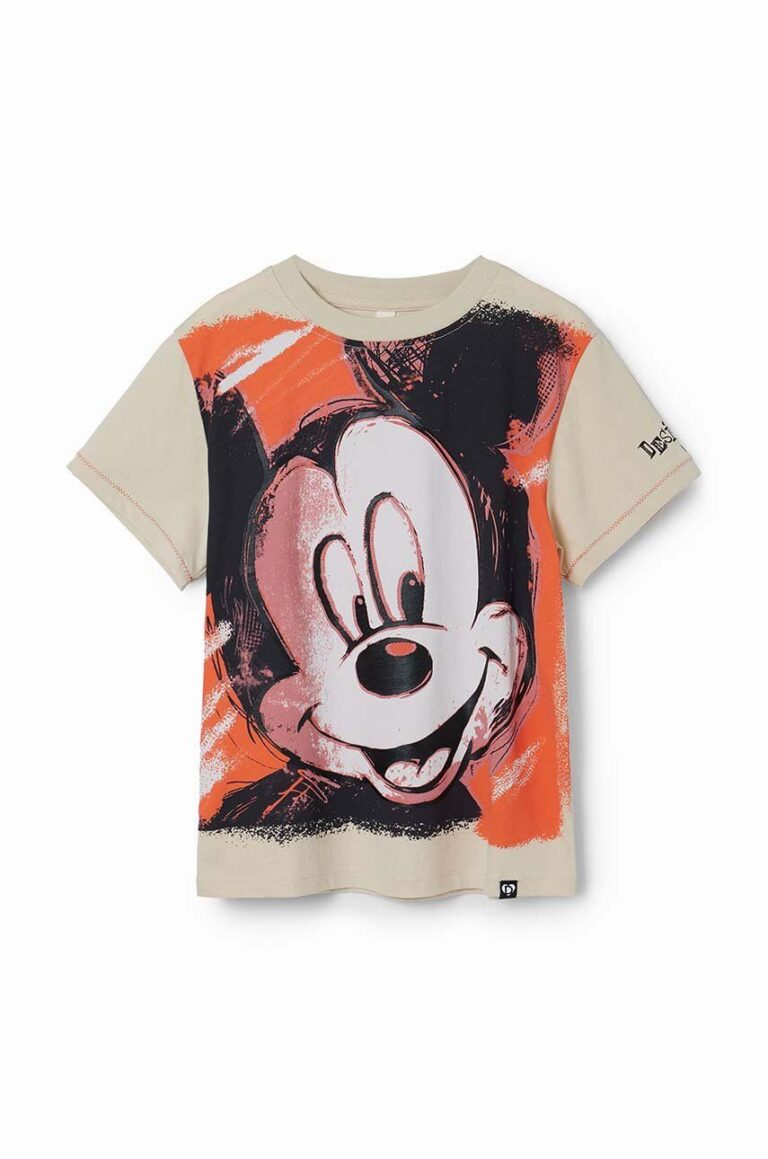 Desigual tricou de bumbac pentru copii x Mickey culoarea alb