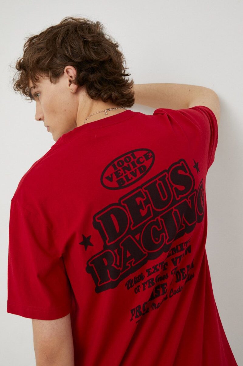 Deus Ex Machina tricou din bumbac culoarea rosu