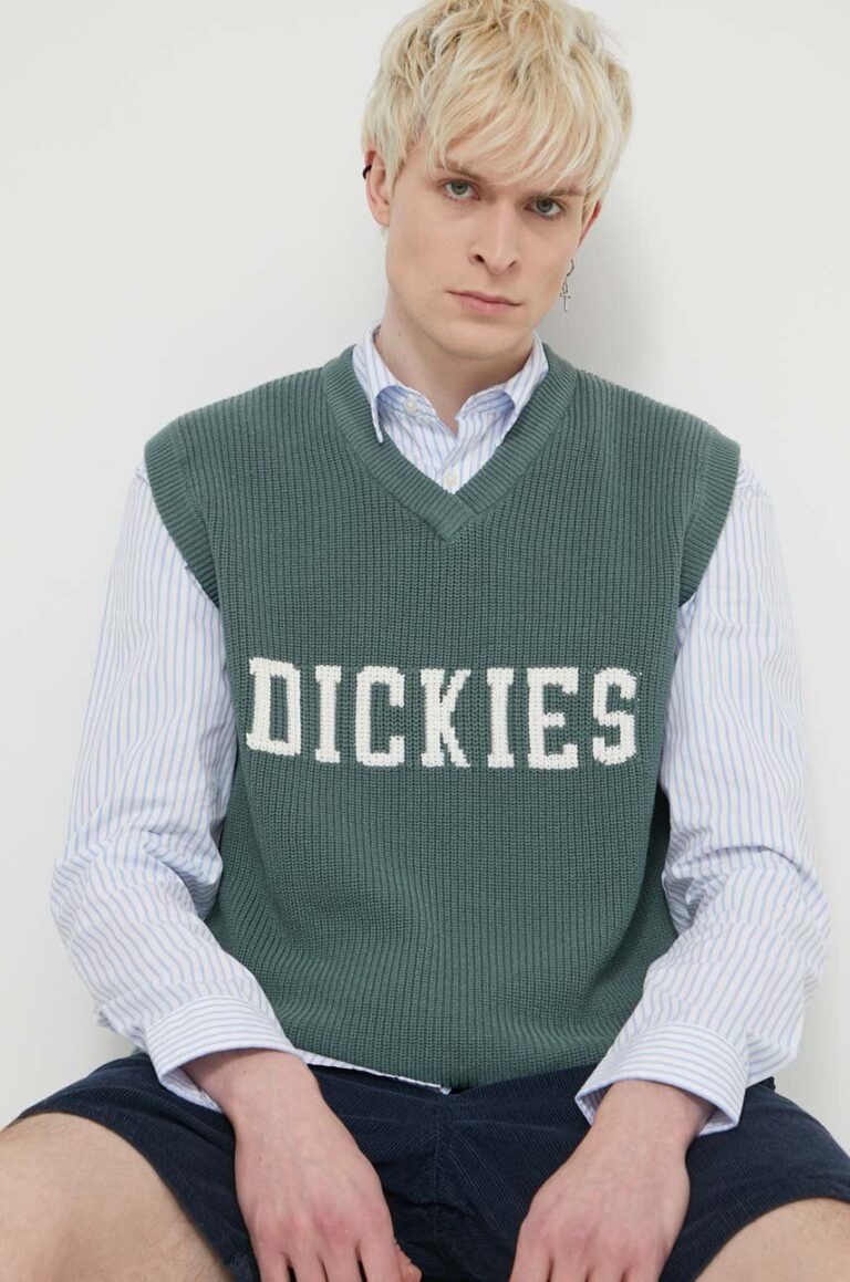 Dickies vestă din bumbac MELVERN VEST culoarea verde