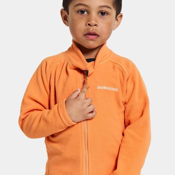 Didriksons bluza copii MONTE KIDS FULLZIP culoarea portocaliu