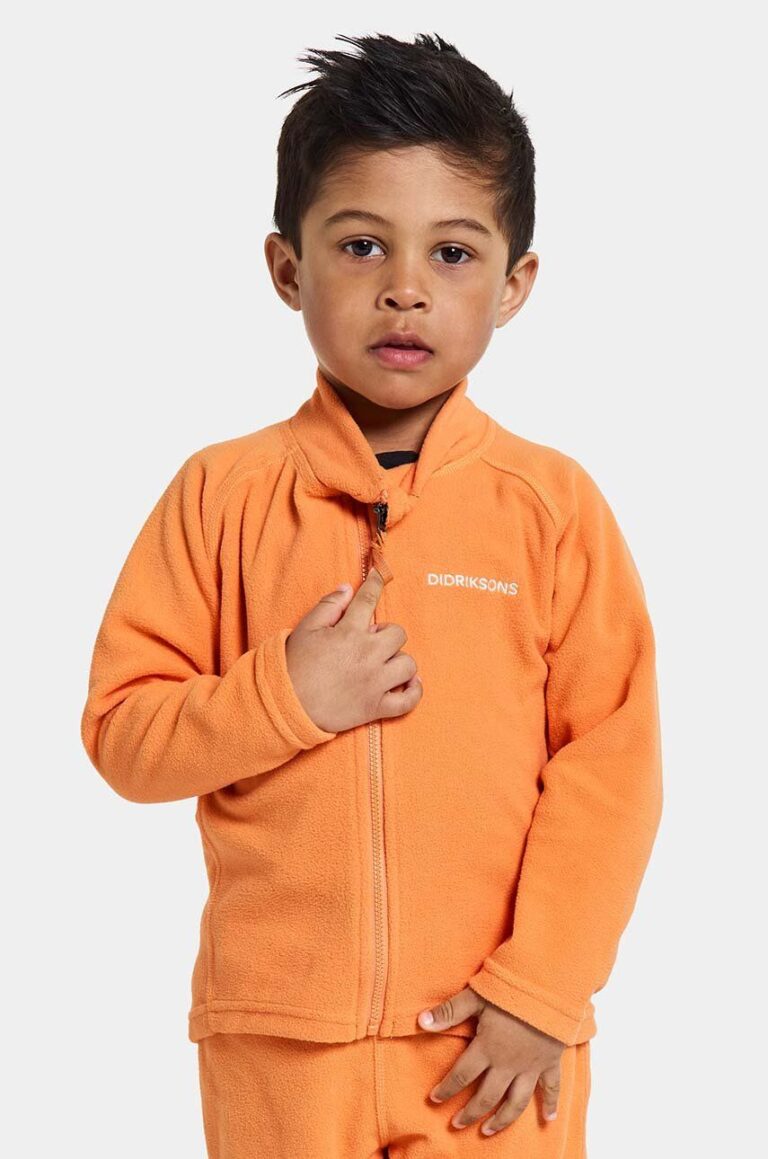 Didriksons bluza copii MONTE KIDS FULLZIP culoarea portocaliu