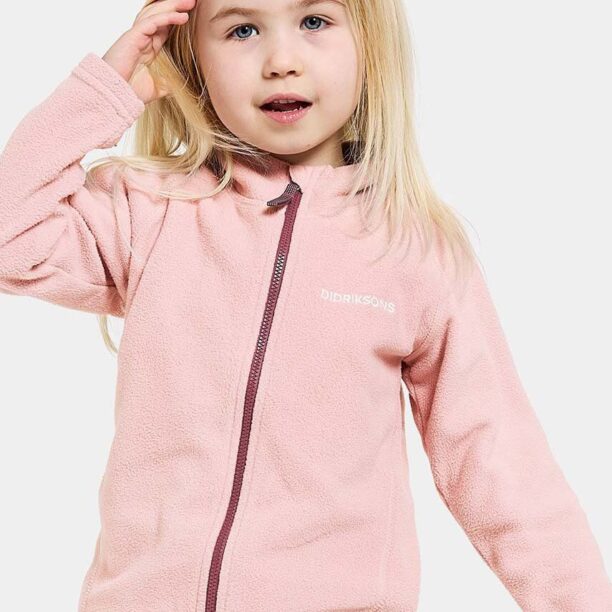 Didriksons bluza copii MONTE KIDS FULLZIP culoarea roz