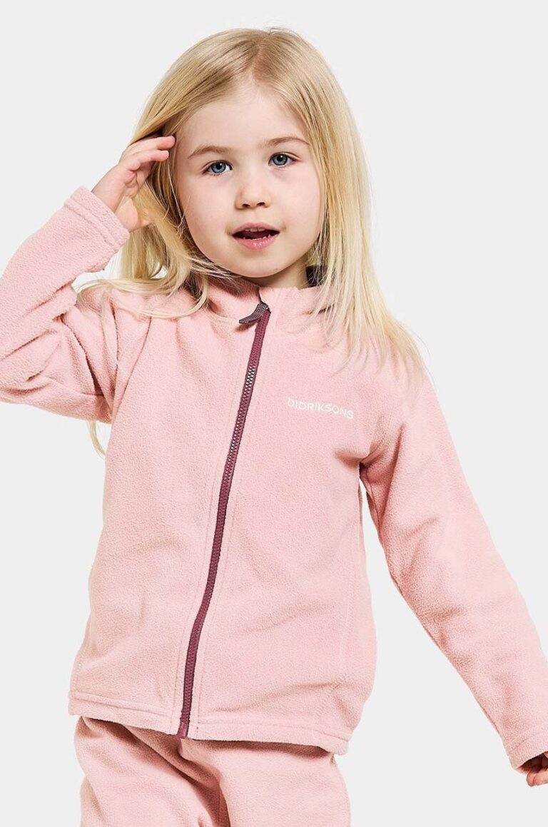 Didriksons bluza copii MONTE KIDS FULLZIP culoarea roz