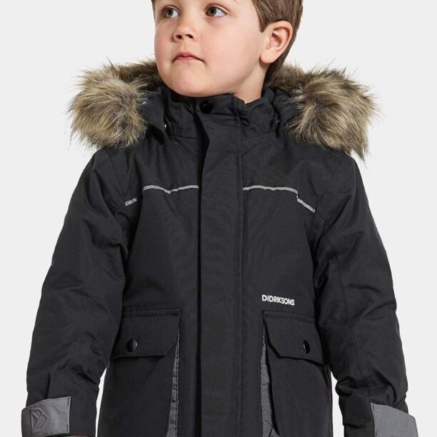 Didriksons geaca de iarna pentru copii KURE KIDS PARKA culoarea negru