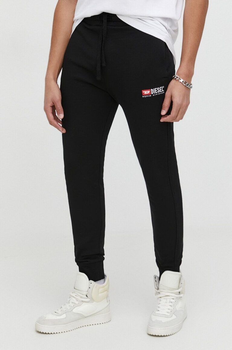 Diesel pantaloni de trening din bumbac culoarea negru