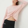 Dkny longsleeve din bumbac culoarea roz