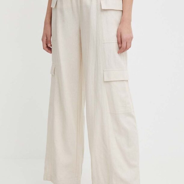 Dkny pantaloni din in culoarea bej