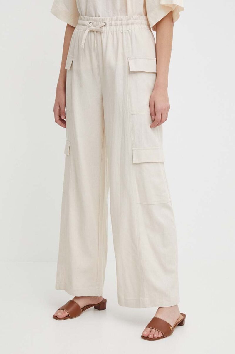 Dkny pantaloni din in culoarea bej