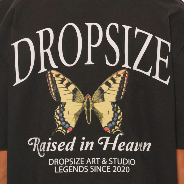 Original Dropsize Tricou 'Raised In Heaven'  nisipiu / negru / alb