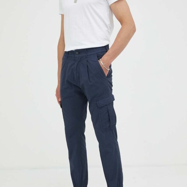 Drykorn pantaloni de bumbac culoarea albastru marin