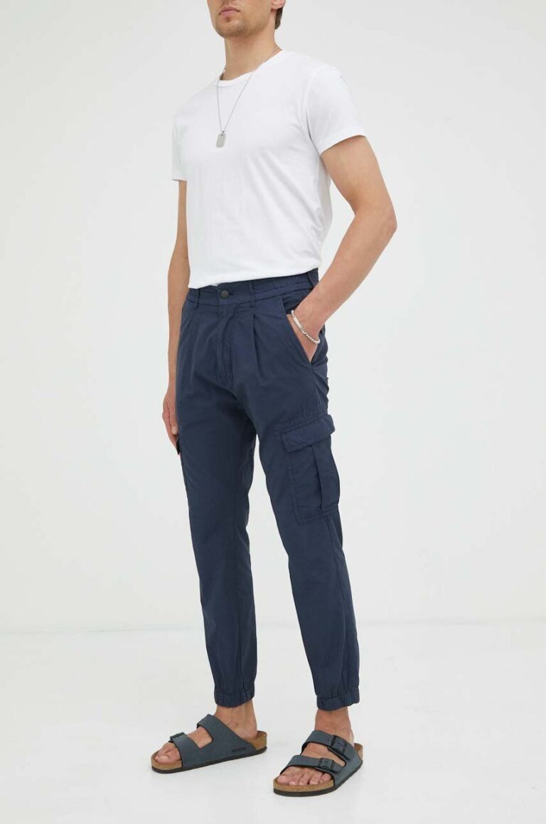 Drykorn pantaloni de bumbac culoarea albastru marin