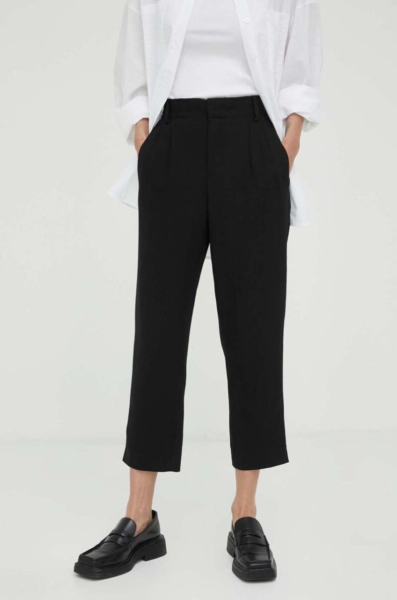 Drykorn pantaloni din in culoarea negru