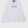 EA7 Emporio Armani longsleeve din bumbac pentru copii culoarea alb