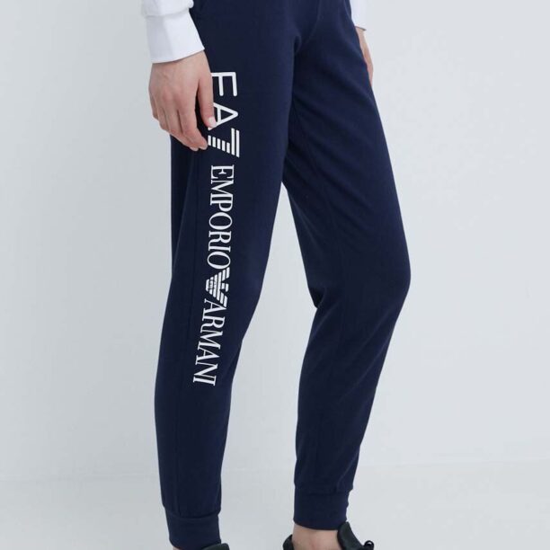 EA7 Emporio Armani pantaloni de trening culoarea albastru marin