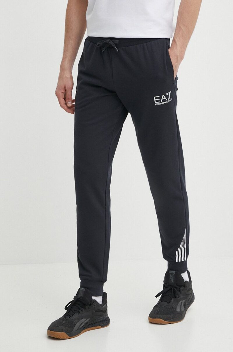 EA7 Emporio Armani pantaloni de trening culoarea albastru marin