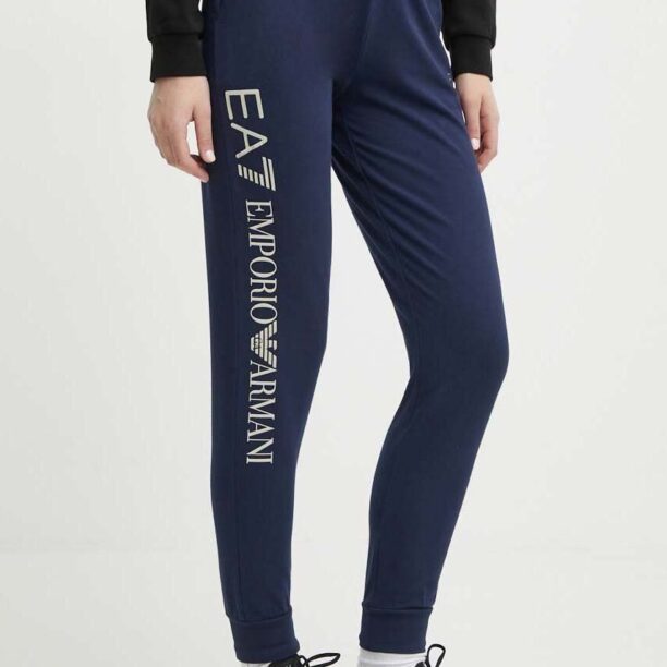 EA7 Emporio Armani pantaloni de trening culoarea albastru marin