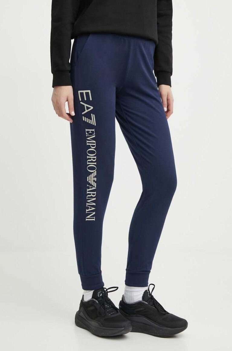 EA7 Emporio Armani pantaloni de trening culoarea albastru marin