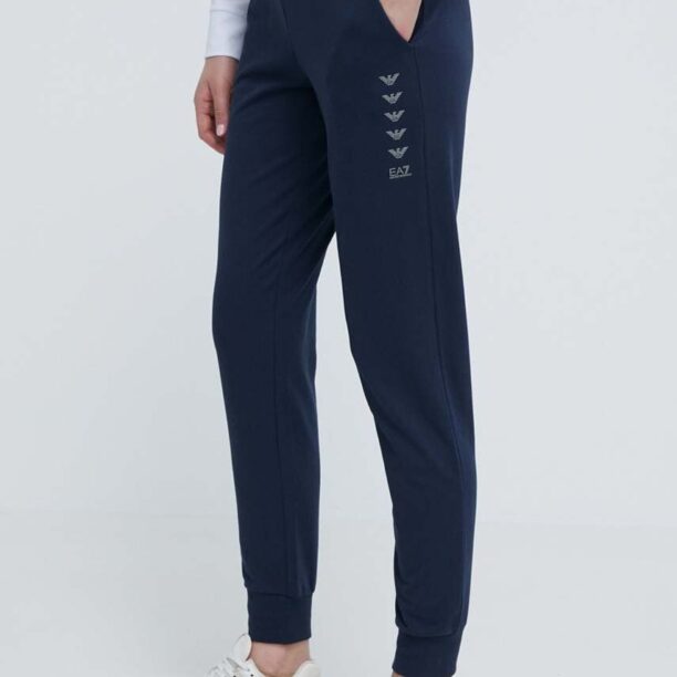 EA7 Emporio Armani pantaloni de trening culoarea albastru marin