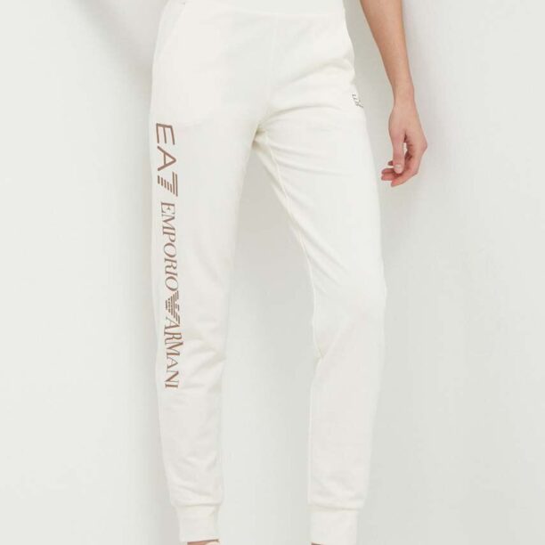 EA7 Emporio Armani pantaloni de trening culoarea bej