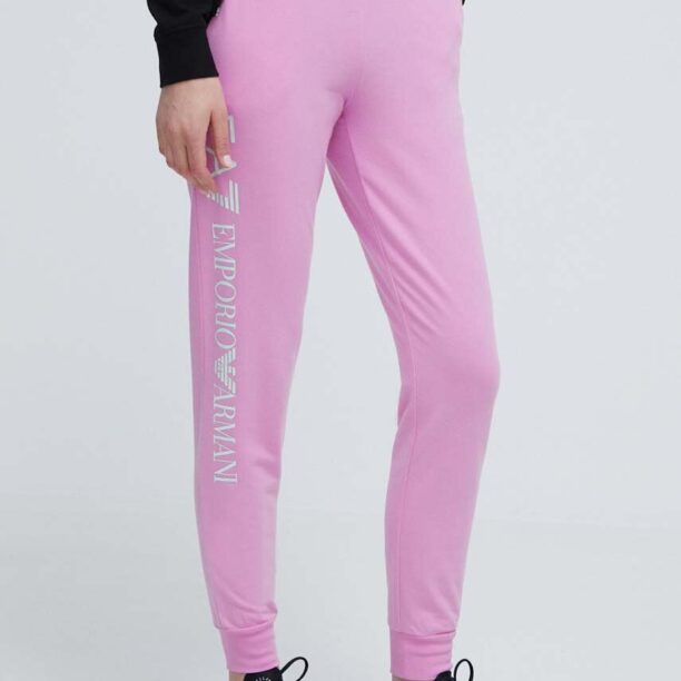 EA7 Emporio Armani pantaloni de trening culoarea roz