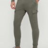 EA7 Emporio Armani pantaloni de trening din bumbac culoarea verde