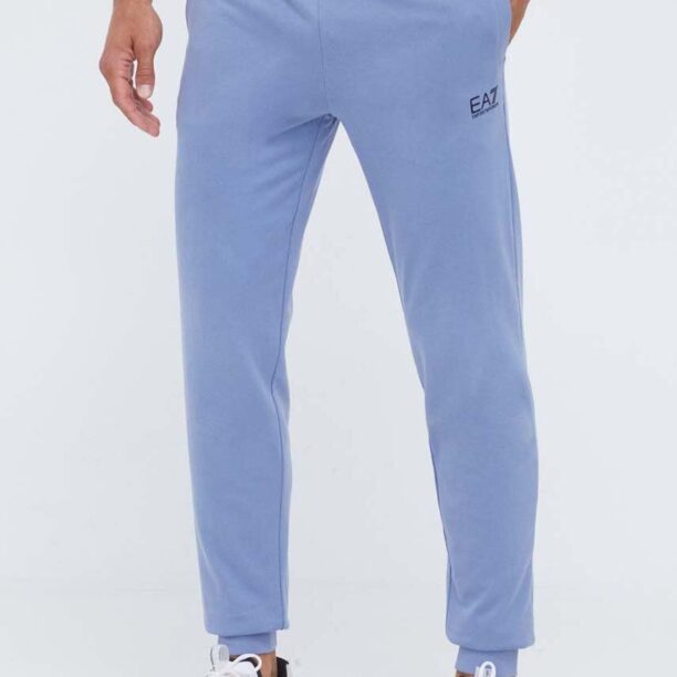 EA7 Emporio Armani pantaloni de trening din bumbac neted