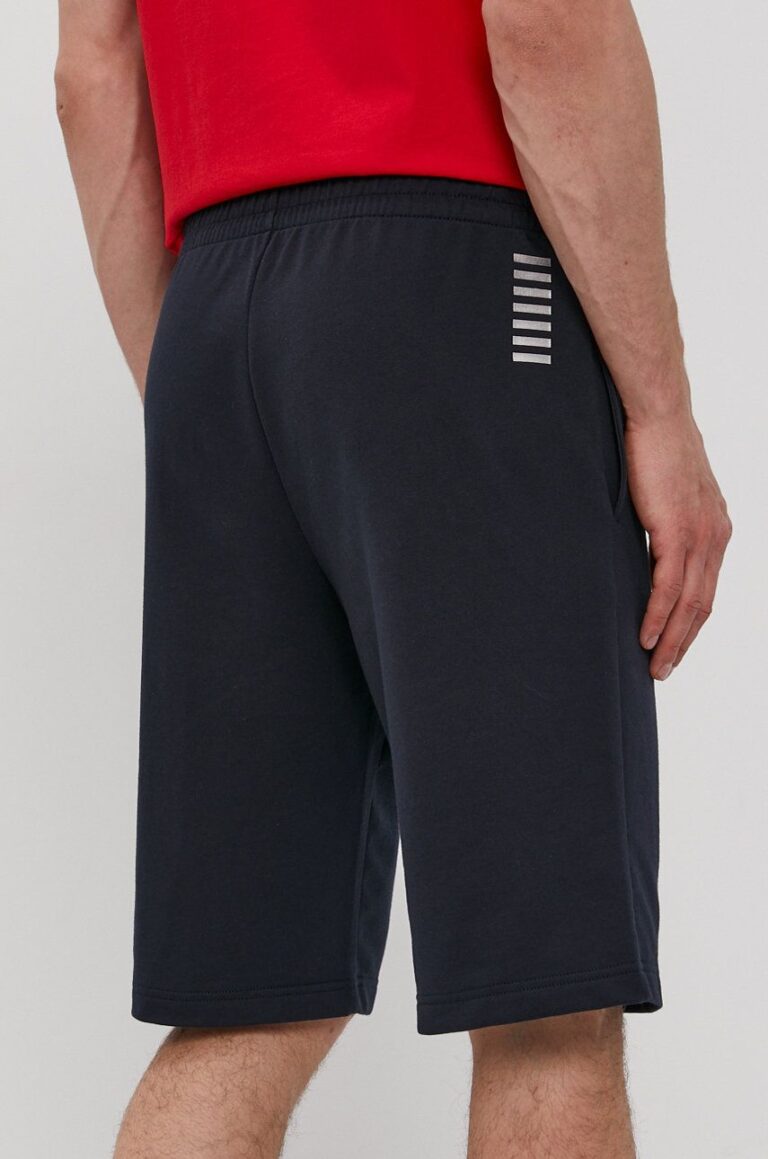 EA7 Emporio Armani pantaloni scurti din bumbac culoarea albastru marin preţ