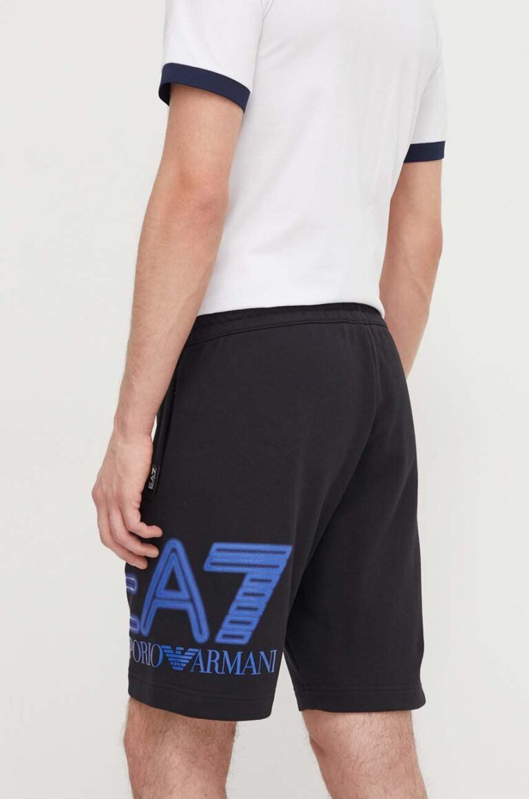 EA7 Emporio Armani pantaloni scurti din bumbac culoarea negru preţ