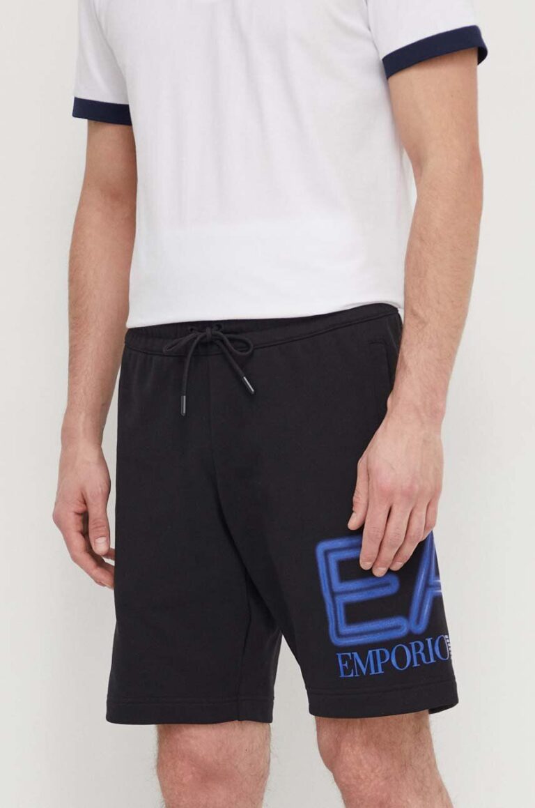 EA7 Emporio Armani pantaloni scurti din bumbac culoarea negru