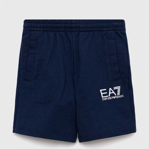 EA7 Emporio Armani pantaloni scurți din bumbac pentru copii culoarea albastru marin