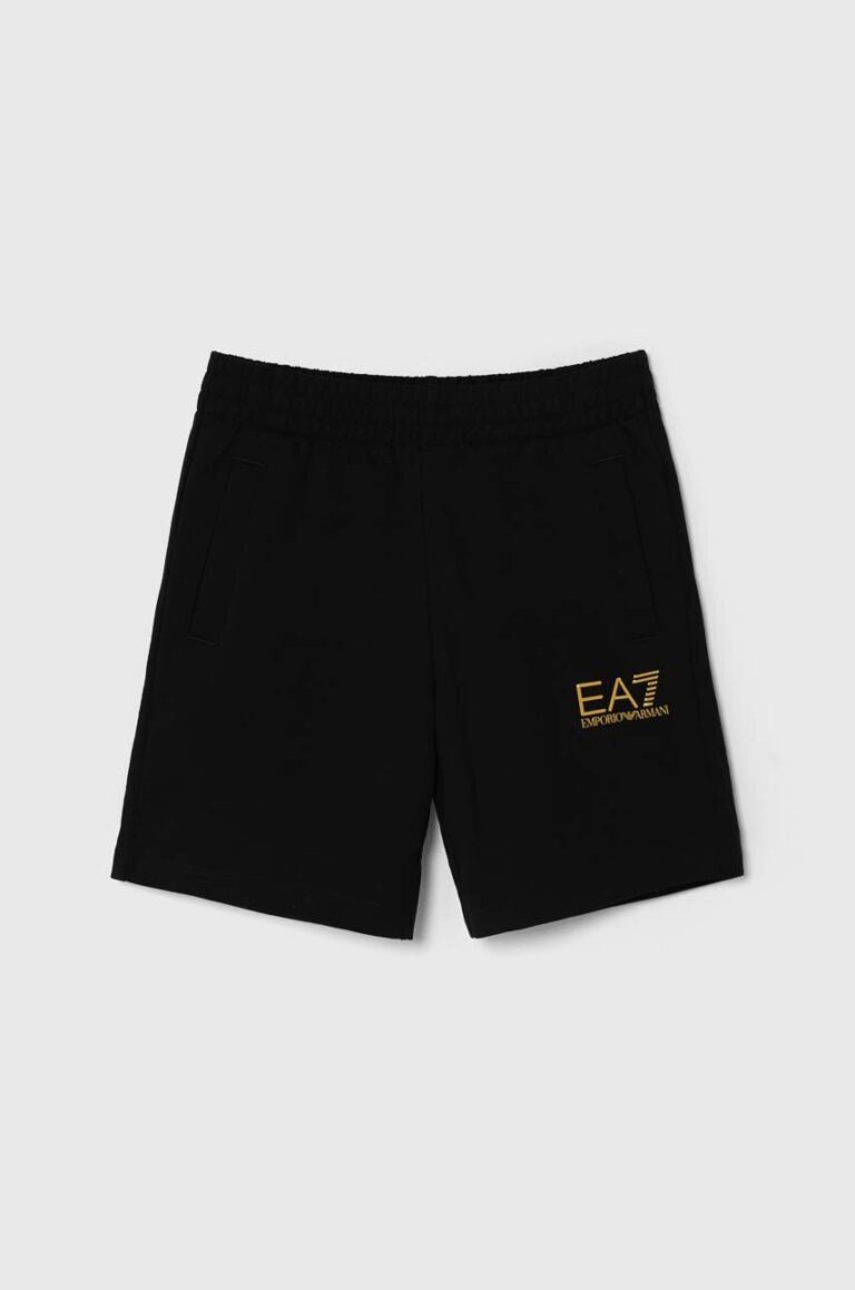 EA7 Emporio Armani pantaloni scurți din bumbac pentru copii culoarea negru