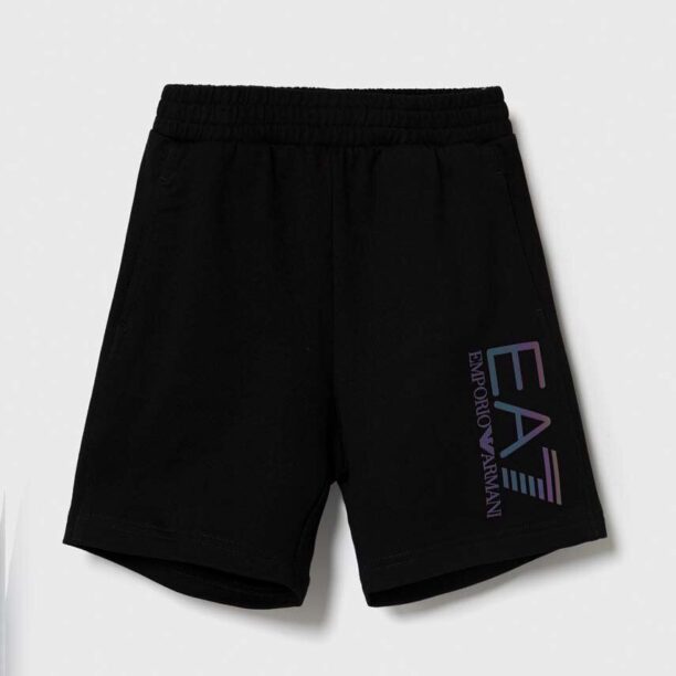 EA7 Emporio Armani pantaloni scurți din bumbac pentru copii culoarea negru