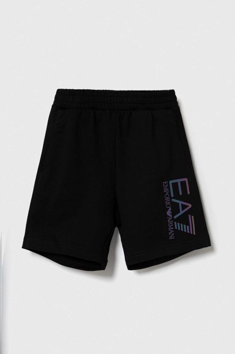 EA7 Emporio Armani pantaloni scurți din bumbac pentru copii culoarea negru